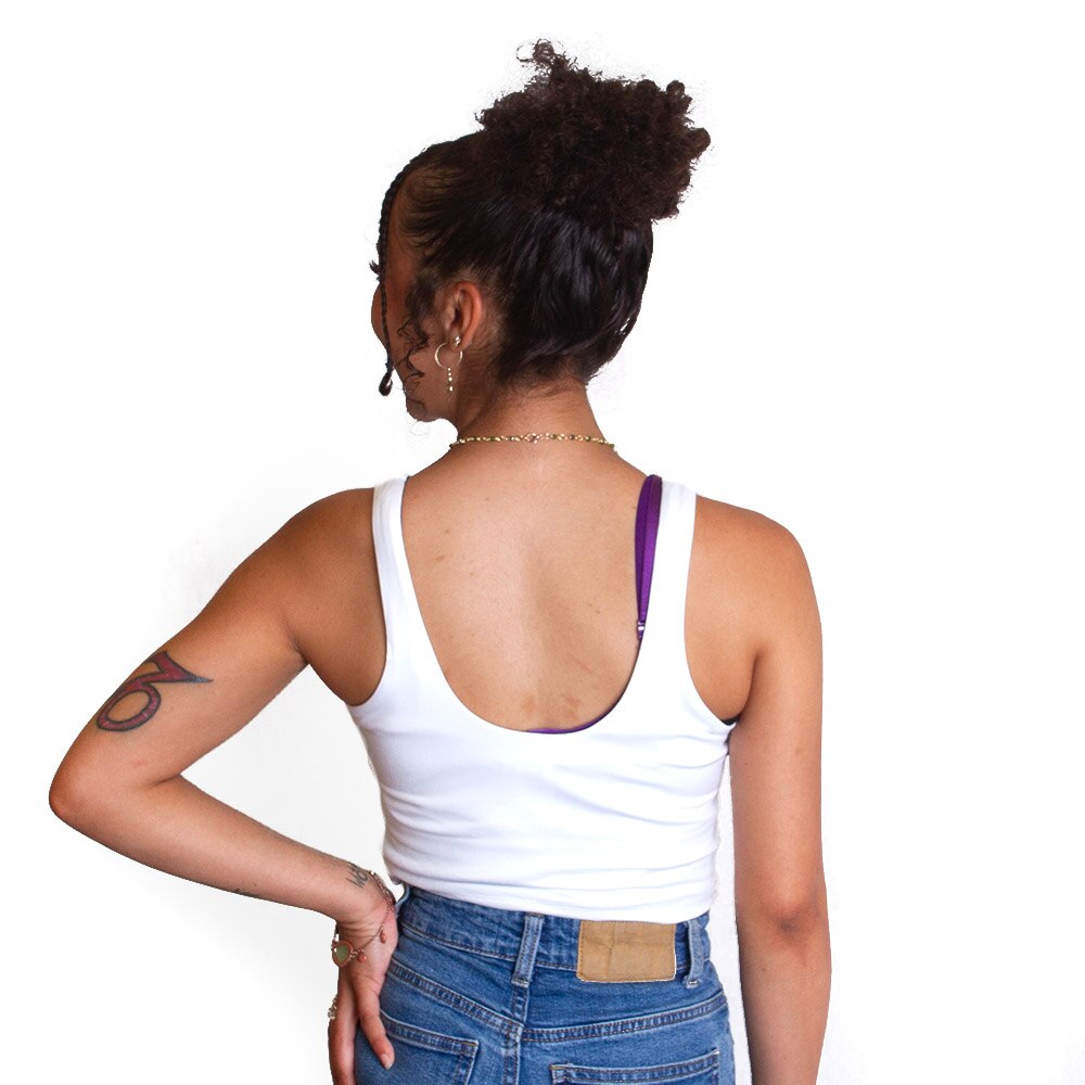 Interlocking UO, Zoozatz, White, Crop Top, Polyester Blend, Women, V-neck, Tank top, 796948